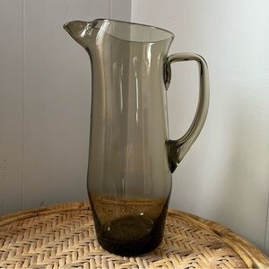 Vintage Blown Glass Smoke Grey Art Holmegaard Martini Pitcher Jug Smoked MCM Bar
